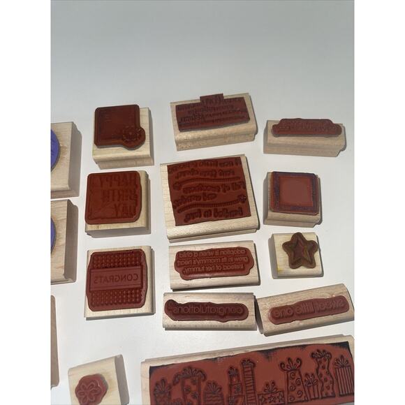 Lot Of 21 Wood Mounted Rubber Stamps Stampin Up Floral Happy Birthday Baby Love - Picture 9 of 9